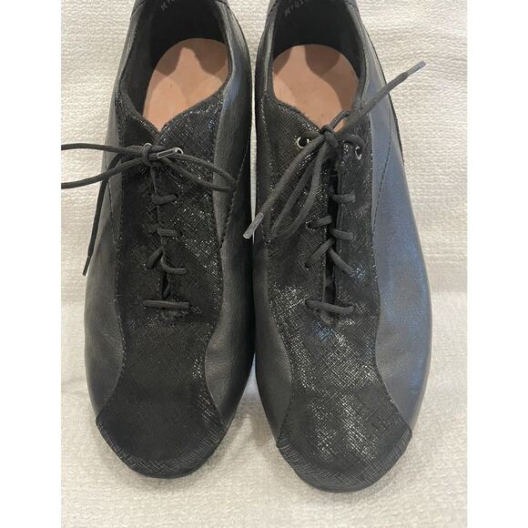 Munro Womens American Sydney Oxford Shoes Black Size 9.5 WW Shimmer Leather - Picture 1 of 9